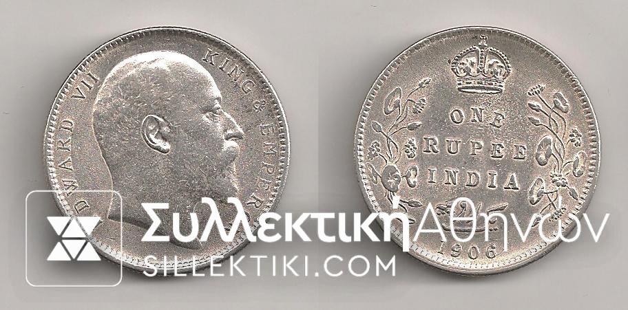 BRITISH INDIA 1 Rupee 1906 XF+